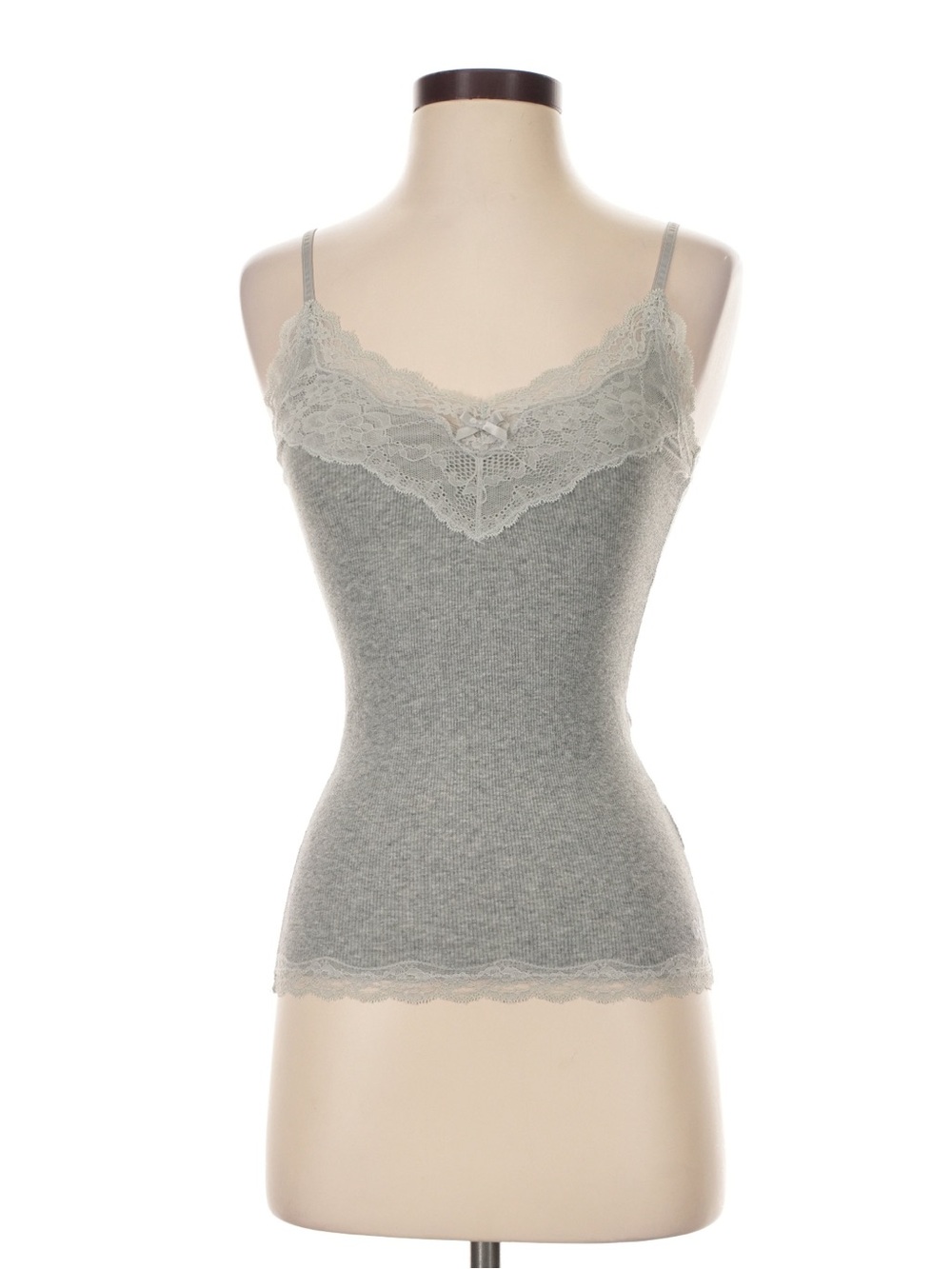 Vintage Y2K Gilly Hicks 2000s Lace Trim V Neck Cami Tank Top